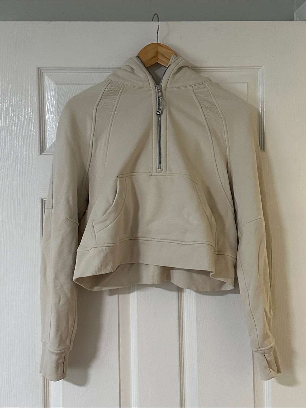 lululemon athletica Cropped Half-Zip Hoodie in Cream